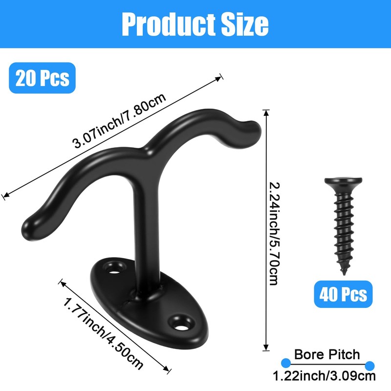 Tolare 20 Pcs Under Shelf Hooks, Zinc Alloy Double Prong