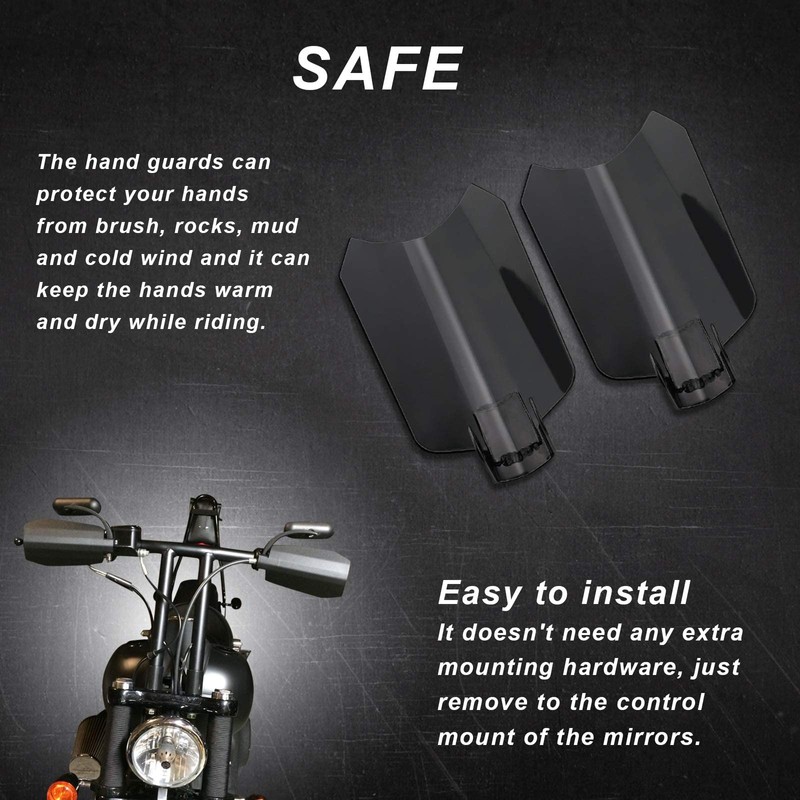 StarknightMT Motorcycle Handguards Black Coffin Cut Stainless Steel Hand Guards