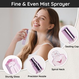 Segbeauty 0.34oz Refillable Travel Perfume Atomizer Bottle, 10pcs 10ml Mini Glass Spray Bottles for Perfume Decanter Kit, Purple Small Fragrance Atomizer, Fine Mist Travel Cologne Sprayer Empty