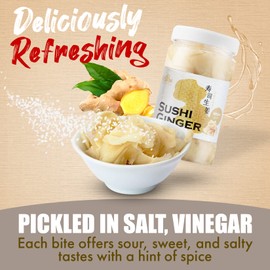 Fusion Select 3 Packs Pink Sushi Ginger - Natural Sliced Gari, Pickled Ginger for Sushi - No MSG, Non-GMO - Spicy, Sour, Sweet & Salty Taste Notes - Side Dish For Sashimi, Sushi Ingredients - 12oz