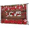 CHAIYA 8X6ft Valentine's Day Backdrop Valentine's Day Brown Wood Flower