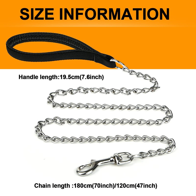 Heavy Duty Metal Dog Leash, 180cm Chew Proof Pet Leash