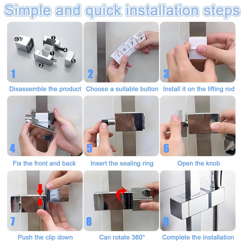 Shower Holder,Shower Head Holder,360° Angle Adjustable Square Shower Holder Bracket
