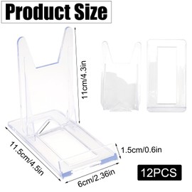 Pack of 10 Acrylic Stands, Plastic Plate Stands, Plate Stands, Transparent 11.5 x 11 x 6 cm, Adjustable Plate Stand, Acrylic Plate Stand for Plates, Books, Picture Frames, Electronic Products