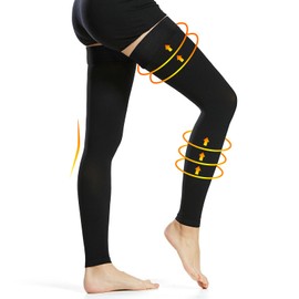 Ailaka Medical Compression Stockings for Women Men, Thigh High Footless 20-30mmHg Graduated Compression Socks with Silicone Band for Varicose Veins, Edema, Post-Surgery