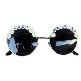 Rockreyoa Vintage Sunglasses Heart Shape Bridal Sunglasses Heart Shaped Glasses Bridal Heart Glasses Women's Heart Sunglasses Party Glasses for Wedding Party, 17#Black Just Married