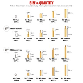 Hilitchi 240Pcs M2 M3 Male Female Hex Brass Spacer Standoff Screw Nuts Hex Standoff M2 Threaded Pillar Motherboard Assortment Kit