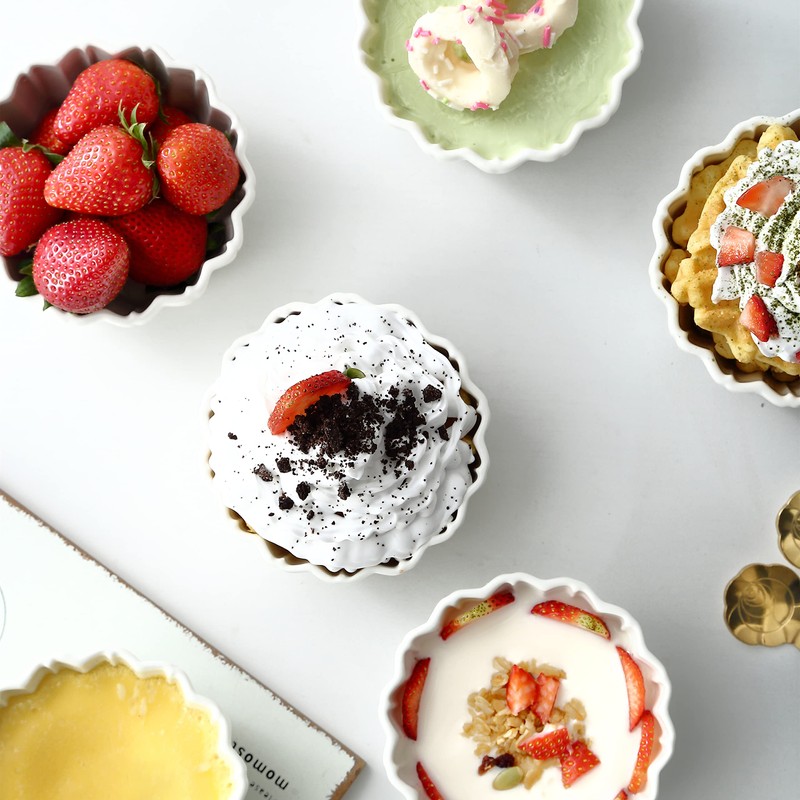 Ceramic Ramekins 6 oz - Creme Brulee,Souffle Porcelain Ramekins oven-safe,Pudding