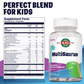 KAL Kids MultiSaurus Vitamins & Minerals | Mixed Berry Flavor | Childrens Once Daily Multivitamin | 60 Chewables