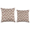 Tan Brown Twisted Checkerboard Pattern Chess Wavy Checkered Throw Pillow