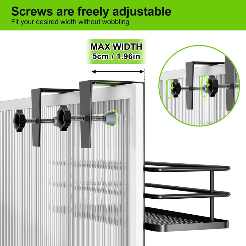 Orimade Adjustable Hanging Over the Shower Door Caddy with Hooks,