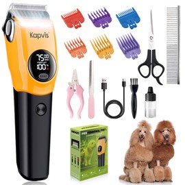 Kapvis Dog Clippers for Grooming Thick Hair with LED Light,Cat Shaver,and Sheep Shears for Thick/Matted/Knotted/Fine/Curly Hair,Works With or Without Power Cord