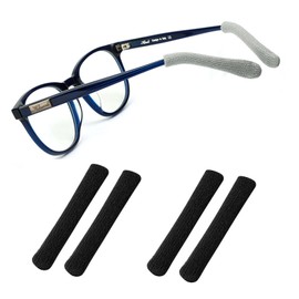 2 Pairs Soft Knitting Cotton Glasses Ear Cushion, Anti-Slip Elastic Comfort Eyeglasses Temple Tips Sleeve, Glasses Ear Grips Non Slip, Temple Sleeves Tips Ear Pads for Glasses Slip Preventer,Black