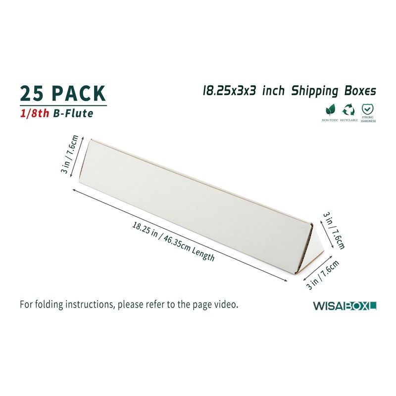 wisaiboxl Triangle Mailing Tubes, 18.25x3x3 inch Shipping Box, 25-Pack