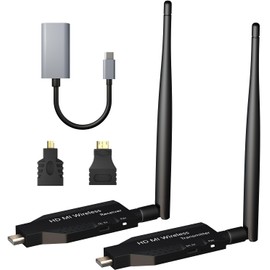 Wireless HDMI Transmitter and Receiver – 165FT/50m Long Range, 4K Decode Input 1080P@60Hz Output, Ultra-Low Latency Plug & Play for Gaming/VR, Home Theater, Business Presentations