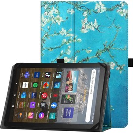 HGWALP Universal Case for 9"-11" inch Tablet, Folio Protective Case Cover with Stand Function and HandStrap,Suitable for 9",9.7",10", 10.1", 10.5", 11.1" Tablet-Apricot Flower