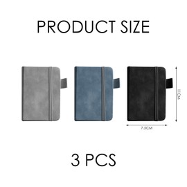 Pack of 3 Mini Notepad, Portable Notepad, PU Er Notebook, Memo, Suitable for Home, School, Office