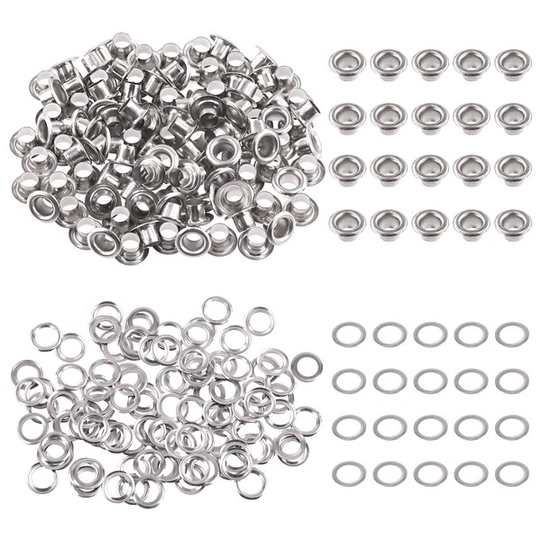 Swpeet 200Pcs - 100Sets 9/16" (14mm) Hole Sliver Grommets Thicken