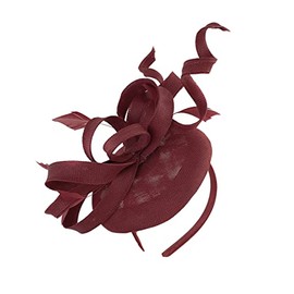Caprilite Pillbox Swirl Loop Sinamay Headband Fascinator for Women Wedding Ascot Races (Burgundy)