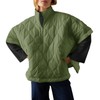 Fazortev Women's Puffer Poncho Pullover Quilted Jacket Short Sleeve Half