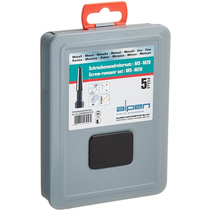 Alpen 902003100 Screw-Remover Set M5-M20 5 pcs, Grey