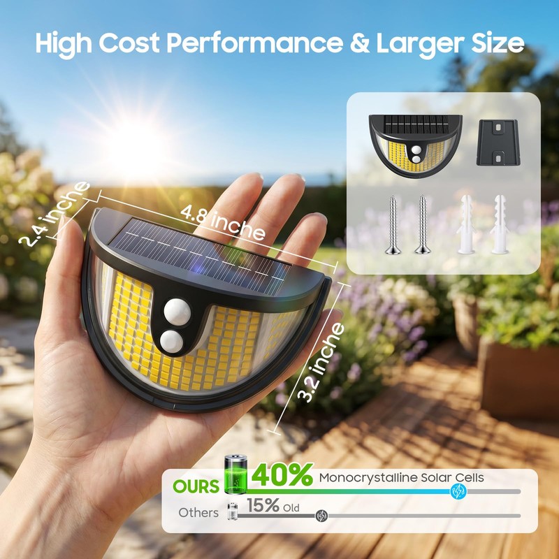Solar Motion Sensor Lights Outdoor, 151 LED Super Bright Solar