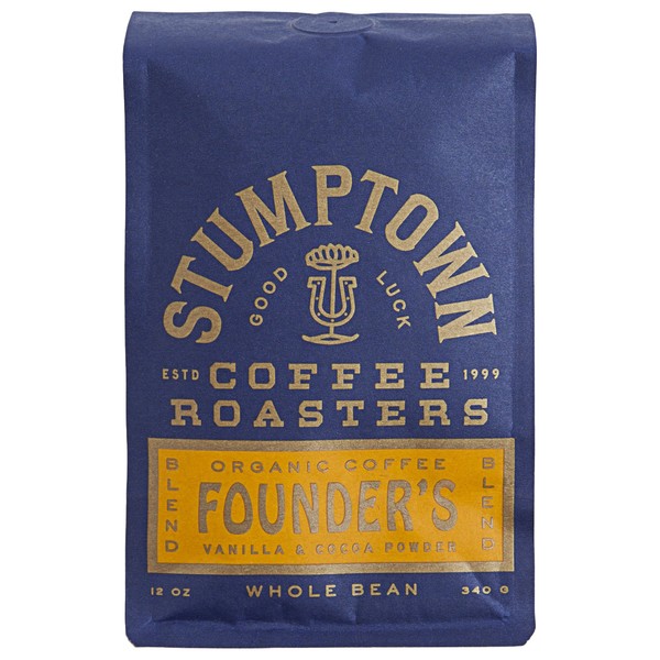 Stumptown Coffee Roasters Founder's Blend Organic Whole Bean Coffee, 12 Ounce Bag, Flavor Notes of Raisin, Prailine and Cocoa