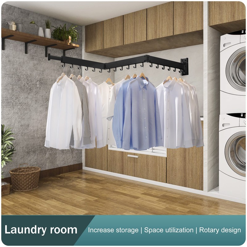 BOQORAD Clothes Drying Rack Wall Mounted,Extending Laundry Rack Wall Mount,Collapsible