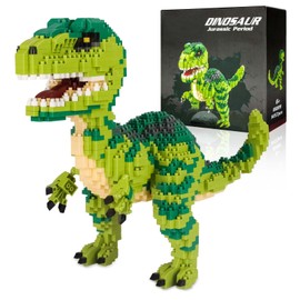 Aigidusansu Jurassic Dinosaur Micro Building Blocks, 1457pcs Velociraptor Tyrannosaurus Rex DIY Mini Diamond Blocks Bricks Toy for Adults, 14+ Teens
