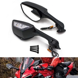 Motorcycle Mirrors With Turn Signals Rearview Side Mirror Adjustable Compatible with KAWASAKI ZX6R ZX10R ZX25R | EX 250 300 400 650 FOR CBR300R CBR500R CBR600RR CBR650R | FZ6R