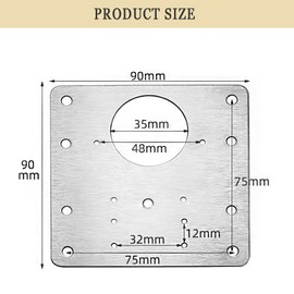 4 Pieces Hinge Repair Plate, Stainless Steel Cabinet Hinge Repair Plates with 24 Pieces Screws and 18 Mounting Holes, for Kitchen, Drawer, Cabinet, Furniture, Enster, 9 x 9 cm