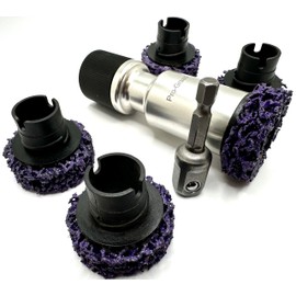 Pro-Graad 7 Piece 1-1/2” Brake Hub Cleaning Disc Kit, Impact Driven Tool Resurfacing Hub, Rotor, Stud, Wheel Rust Removal Cleaner, Kit Includes 5X Cleaning Pad Discs, 1x Tool Holder, 1x Drill Adapter