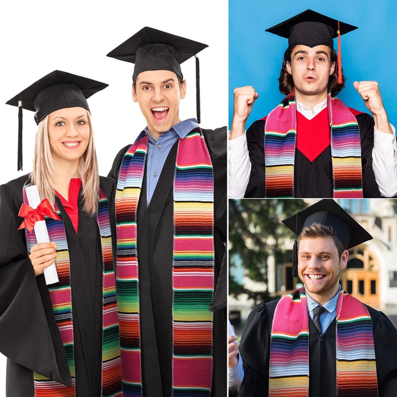 Berlune 8 Pcs Mexican Graduation Sash Hispanic Serape Graduation Stole