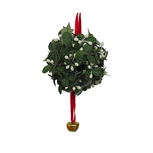 Kurt Adler Mistletoe Ball Ornament Set of 2 Ornaments, 9"