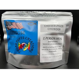 Freedom Freeze-Dried Cheeseburger Chowder, BIG PORTION Single Serving Meal, 2.75 oz as packaged, Easy to Prepare, Camping, Hiking, Hunting, Survival Meals, Preppers, Emergency Preparedness, Freeze Dried Food