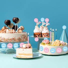 Pink or Blue Baby Gender Reveal Party Stickers, 100 Count Self-Adhesive Team Boy or Team Girl Stickers Round Baby Gender Reveal Party Game Plates Decorations for Babyshower Parties Favors Decorations