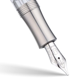 Asvine P36 Titanium Fountain Pen Piston Filling, Stub Nib 1.1mm Calligraphy Art Drawing Clear Demonstrator Acrylic with Case Set