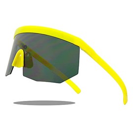 ShadyVEU Retro Oversized Sports Colored Mirrored Lens Winter Sports Slim Frame Sunglasses ((Style #2) Rimless Yellow)