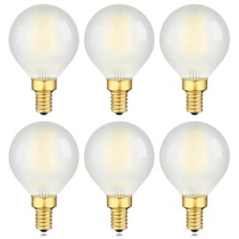 Dimmable G16.5 E12 LED Bulb Frosted G16 1/2 LED Light Bulb 25W Equivalent Candelabra Edison Bulbs Daylight White 5000K 200LM 2W G50 LED Globe Bulb Chandelier Vanity Ceiling Fan Light Bulbs, 6 Pack