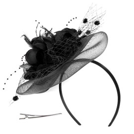 Damen Fascinator Hut Party Braut Mesh Kopfbedeckung Frauen Mädchen Haar Clip Accessoire Federn Blumen Kopfschmuck 20er Jahre Stirnband Elegant Klassisch Hochzeit Haarschmuck für Kirche Tea Cocktail