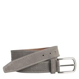 Johnston & Murphy® Perforated Suede Belt for Men – Leather Lining – Suede Keeper – Satin Nickel Buckle Grey 40 One Size