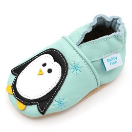 Dotty Fish Soft Baby and Toddler Leather Shoes 0 - 6 Months to 3 - 4 Years. Festive designs. Girls and boys. - Blue - 25 EU