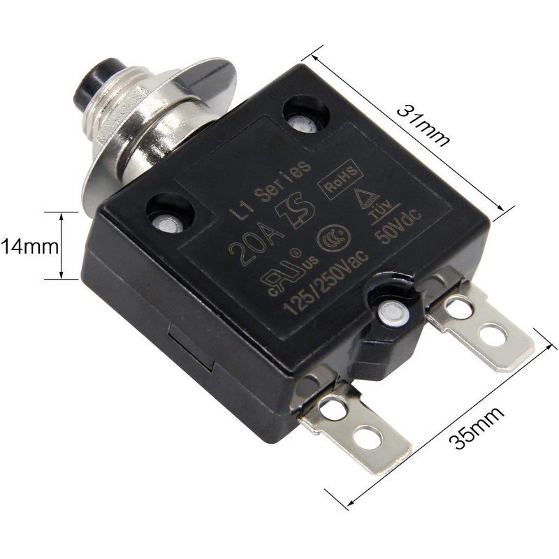 RKURCK Thermal Circuit Breaker 20 Amps, Thermal Overload Protector L1