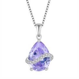 Inpasne Teardrop Alexandrite Necklace for Women 925 Sterling Silver June Birthstone Necklace Pendant Jewelry Gifts for Her