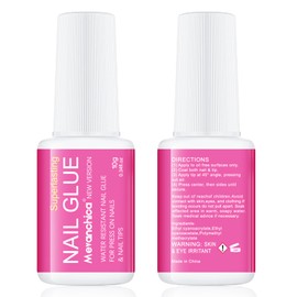 Mevanchica Super Strong Nail Glue for Press ons,Nail Tips&Acrylic Fingernails(10ml) New Version Brush Tip Applicator for Press On Nails,Extra Strong Adhesion/Stickiness Long Lasting for False Nails