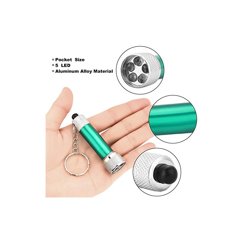 Honoson 30 Pieces Mini Led Flashlight Keychain Portable 5 Bulb