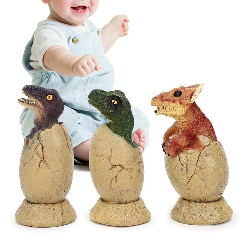 3PCS Cute Hatching Growing Dinosaur Eggs Model with Base for