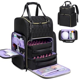 Nail Polish Organizer, Nail Polish Organizer Holds 80 Bottles (15ml-0.5 fl.oz) and Nail Lamp, Nail Polish Case with 2 nail polish Bag, Portable Travel Backpack for Nail Tech Supplies Manicure Tools