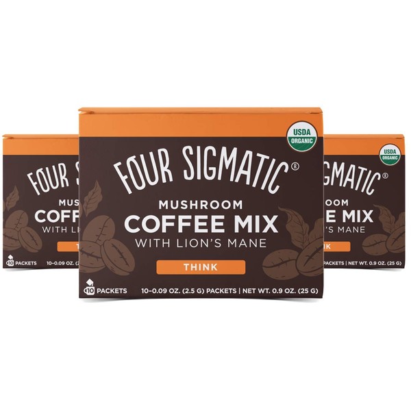 Four Sigmatic Mushroom Mix Coffee Lion's Mane | Think | Pack of 3 (30 Packets Total)