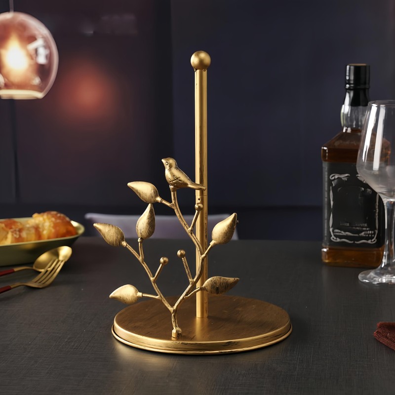 Rose Gold Paper Towel Holder Luxury Metal Kitchen Counter Decor